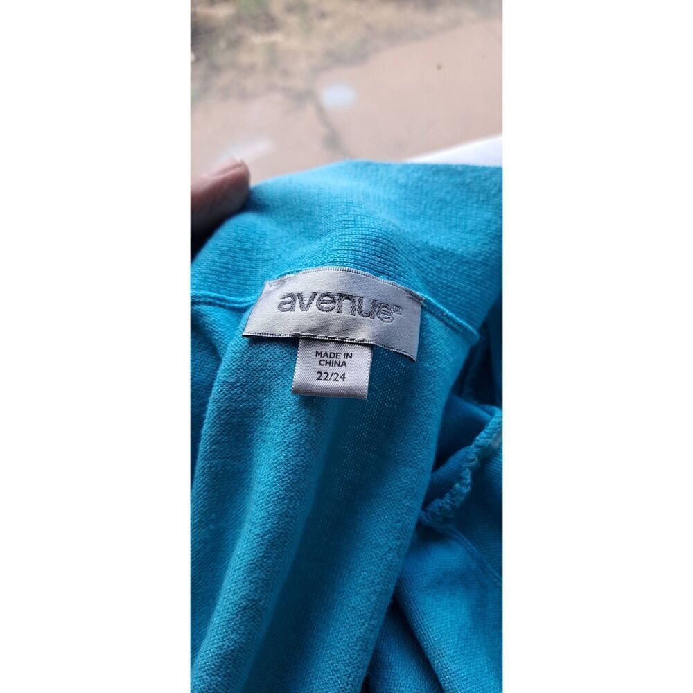 Avenue Women’s Turquoise Open Front Cardigan Size 22/24 Lightweight Rayon Blend - Picture 4 of 6